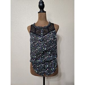 Vera Wang Princess Women’s Sheer Floral Sleeveless Blouse Black Size XS